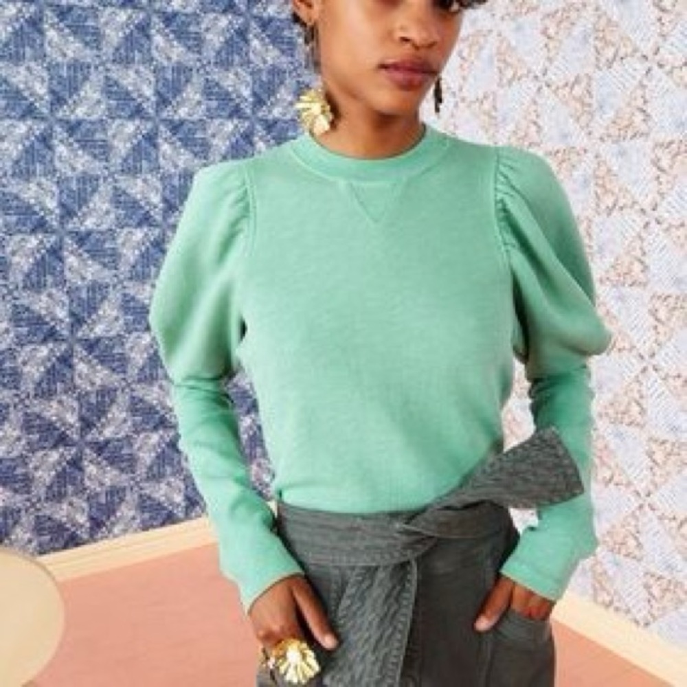 Ulla Johnson Seafoam Puff-Sleeve Sweatshirt